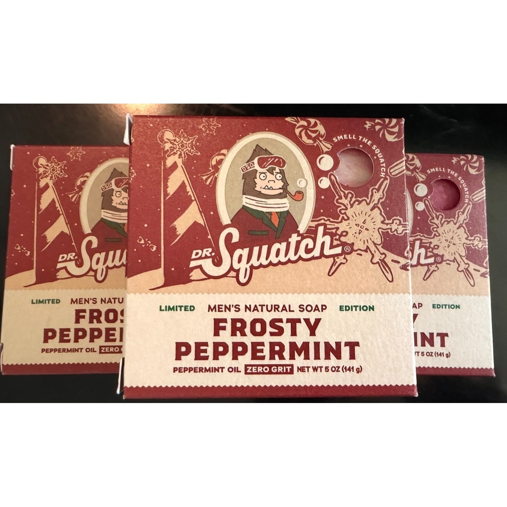 Dr. Squatch Natural Soap Limited Edition Frosty Peppermint NIB Box Lot of 3